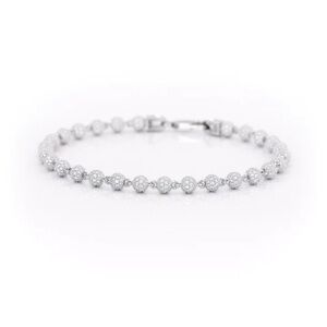 Sterling Silver Diamond pave’ Ball Bracelet 4.25ctw 4mm